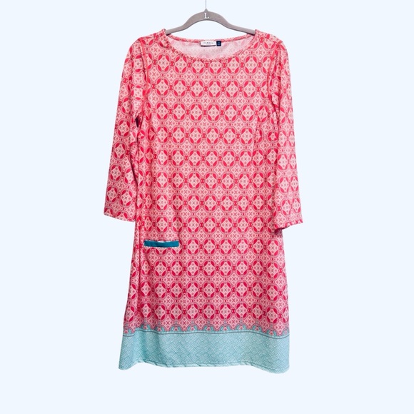 Cabana Life Coral Tides nylon & spandex shift cover up dress, size Medium - Picture 2 of 9